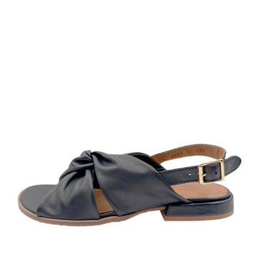 Angulus 5861 - 101 sort slingback sandal med snoet skind over vrist