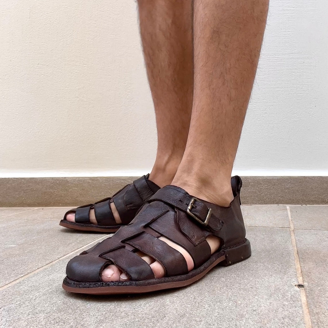 Bubetti Herre Fisherman Sandal 8674 Hasselnød Patina