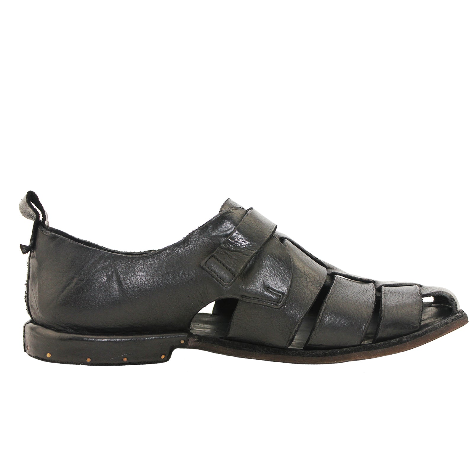 Bubetti 8674 Lux.Nero Sort Lukket Herresandal i Skind