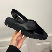 Bubetti 3520 Letvægtssål Sort Patina Slingback sandal