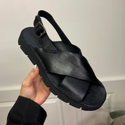 Bubetti 3520 Letvægtssål Sort Patina Slingback sandal