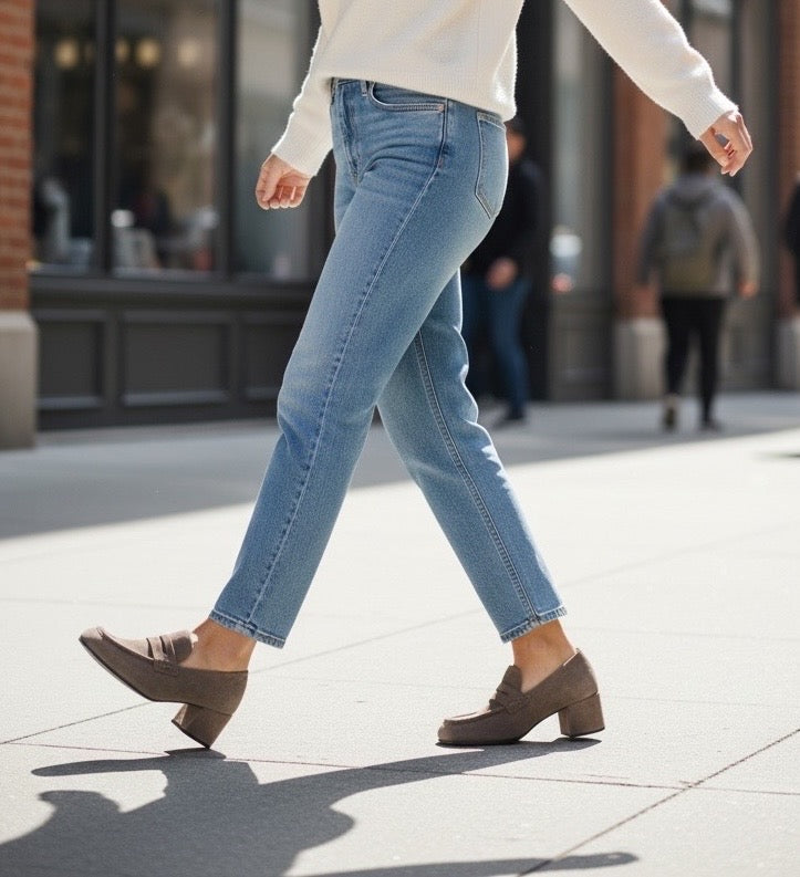 Paul Green 3861-005 beige loafer på blok hæl