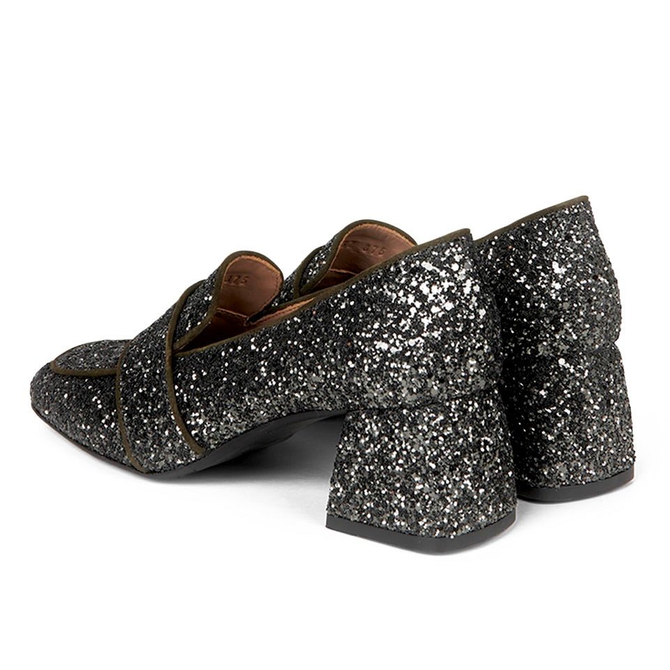 Angulus 1647 - 101 Loafer grøn glitter med hæl