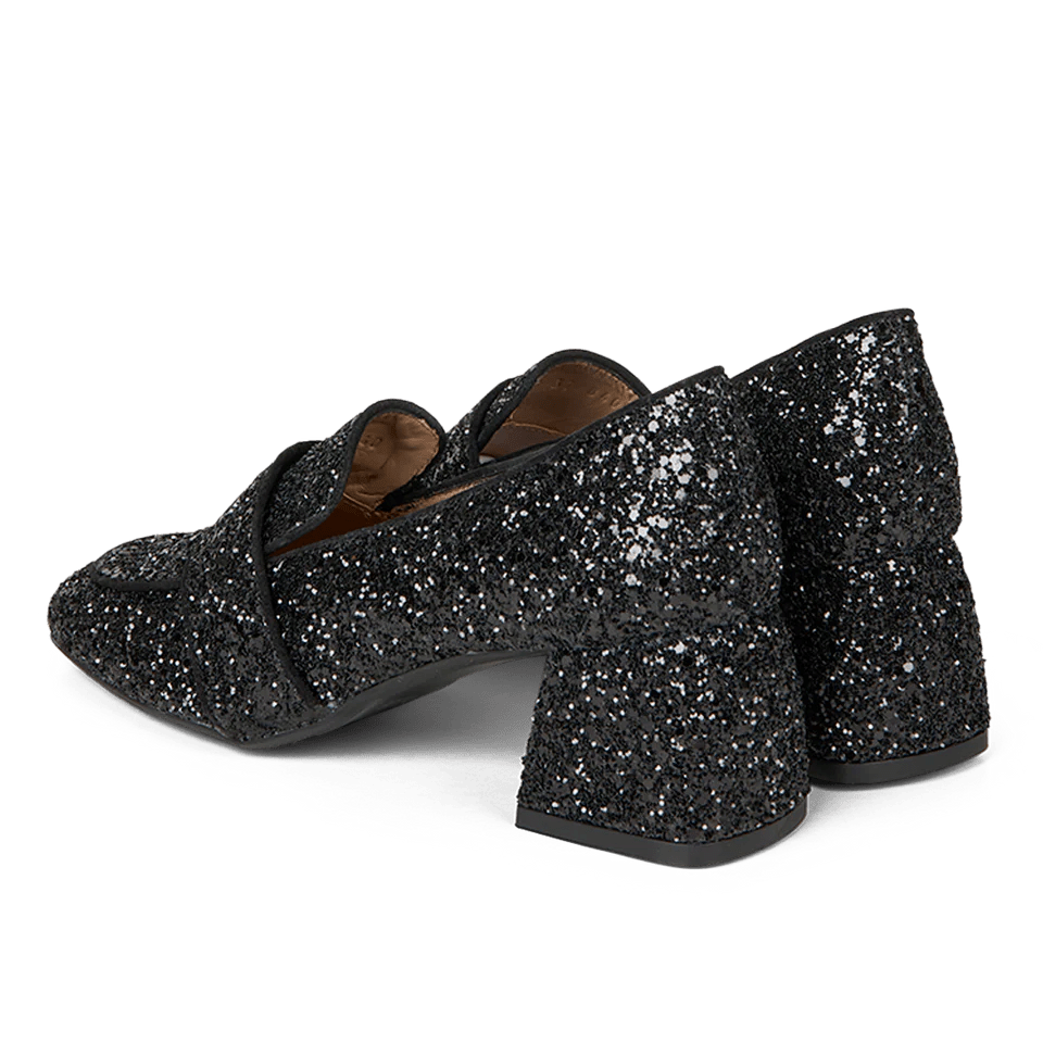 Angulus 1647 - 101 Loafer sort glitter med hæl