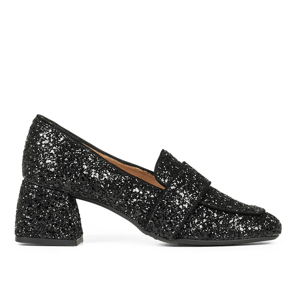 Angulus 1647 - 101 Loafer sort glitter med hæl