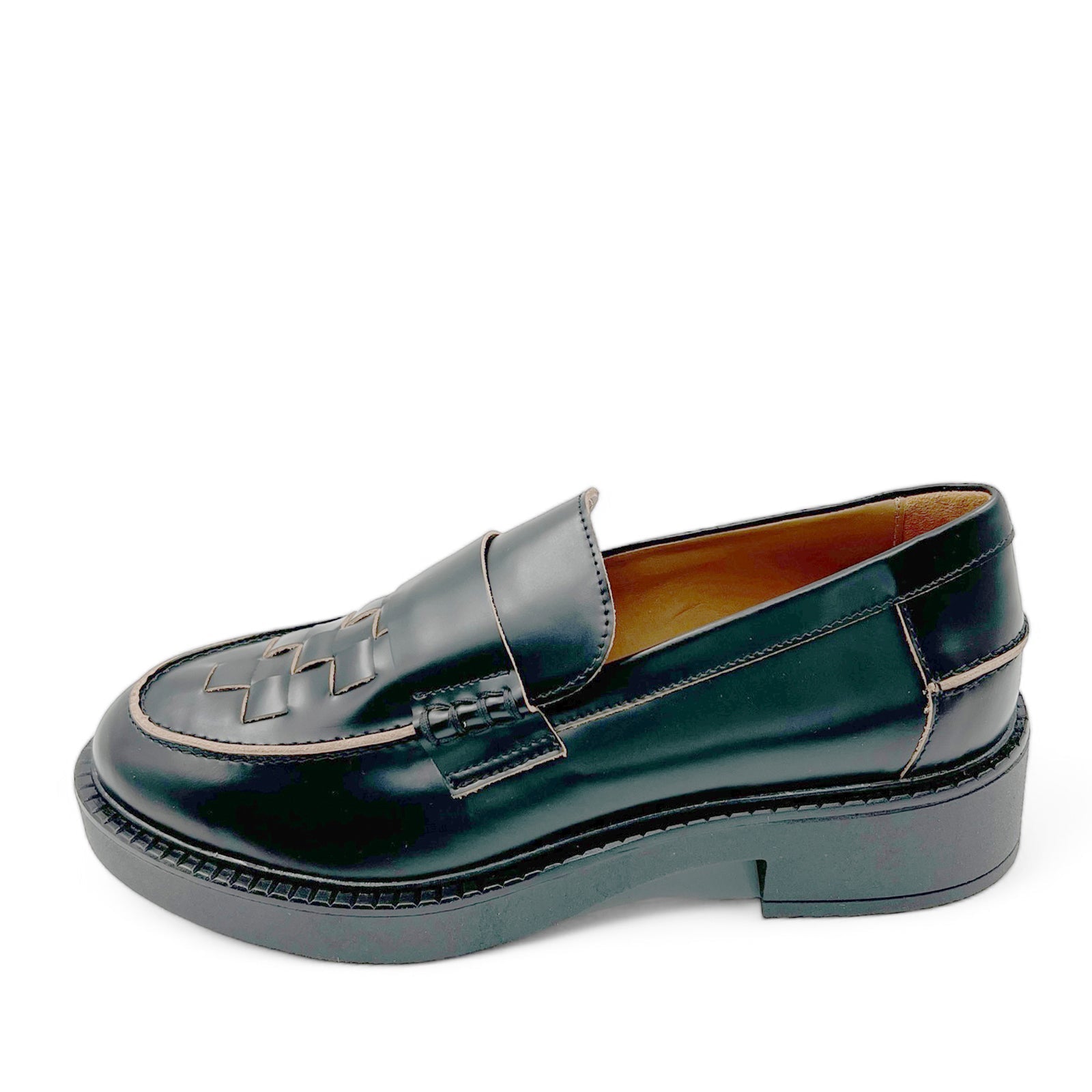 Angulus 1673 - 201 Loafer Sort med Brun kant