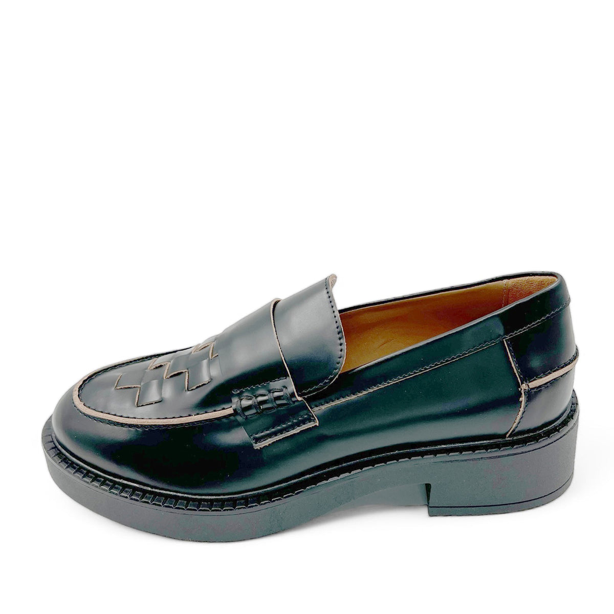 Angulus 1673-201 Loafer Sort med Brun kant