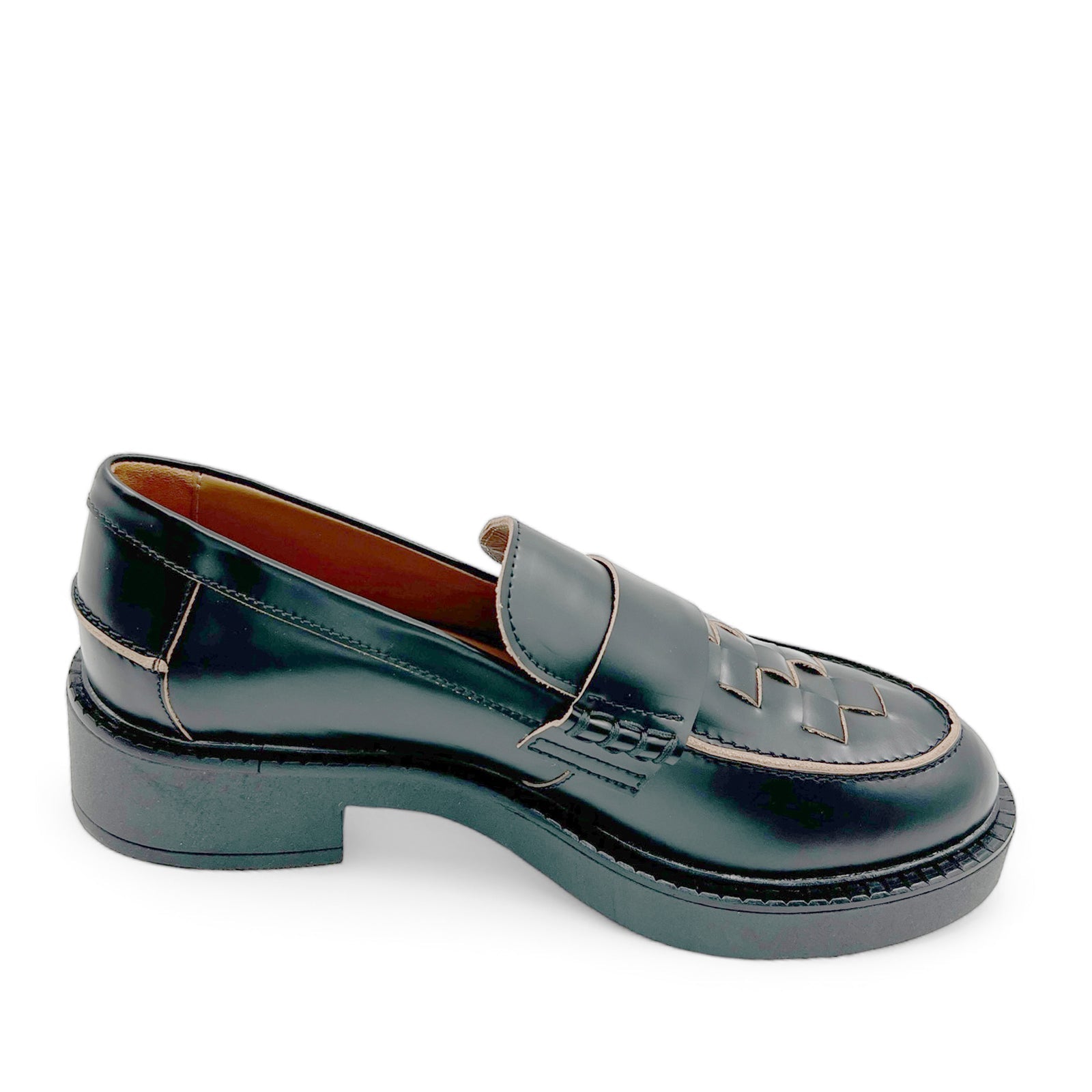 Angulus 1673 - 201 Loafer Sort med Brun kant