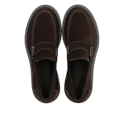 Angulus 1715 - 101 brun ruskind penny loafer med kontraststikninger