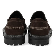 Angulus 1715 - 101 brun ruskind penny loafer med kontraststikninger