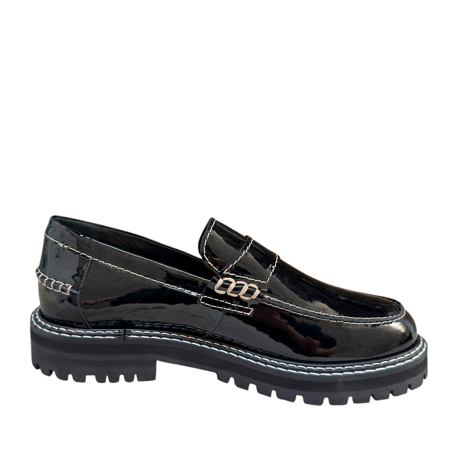 Angulus 1715 - 101 sort penny loafer med kontraststikninger