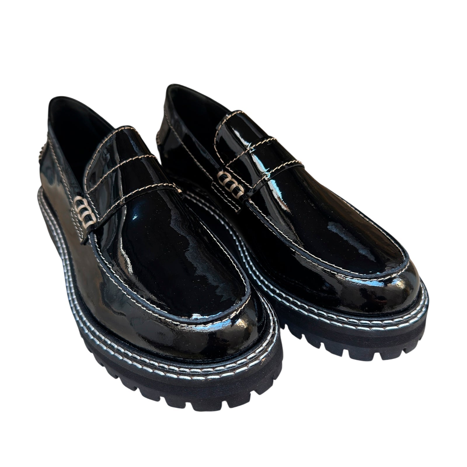 Angulus 1715 - 101 sort penny loafer med kontraststikninger