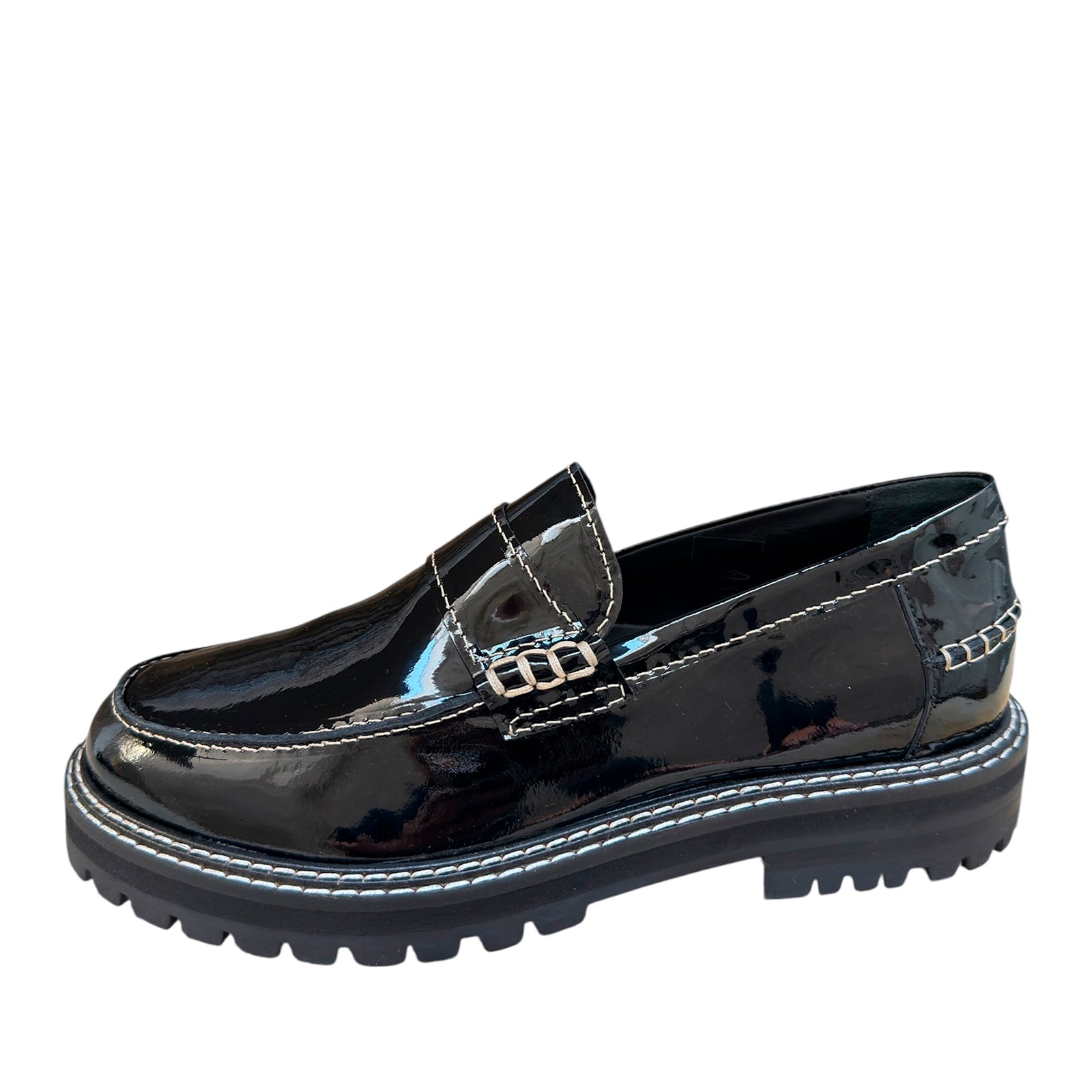 Angulus 1715 - 101 sort penny loafer med kontraststikninger