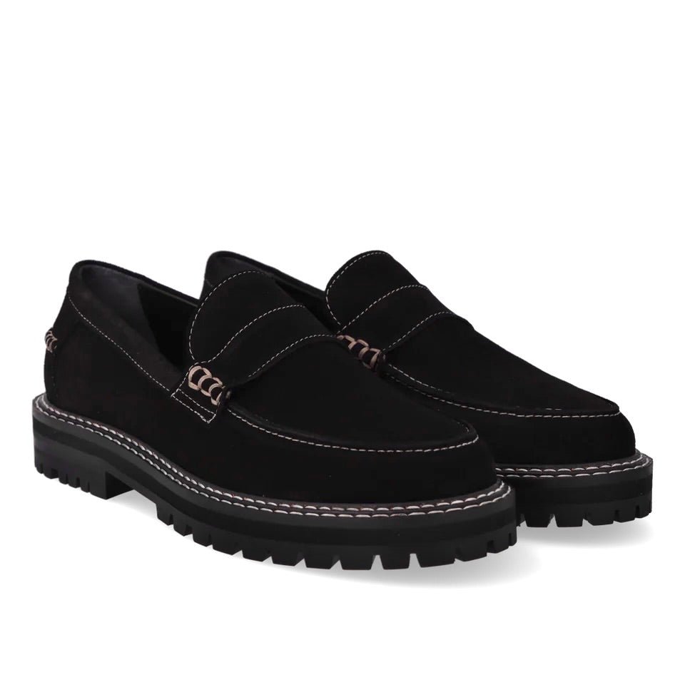 Angulus 1715 - 101 sort penny loafer med kontraststikninger