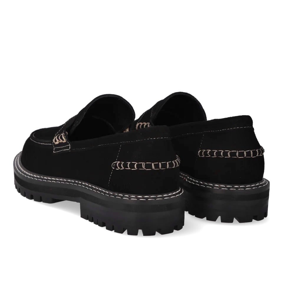 Angulus 1715 - 101 sort penny loafer med kontraststikninger