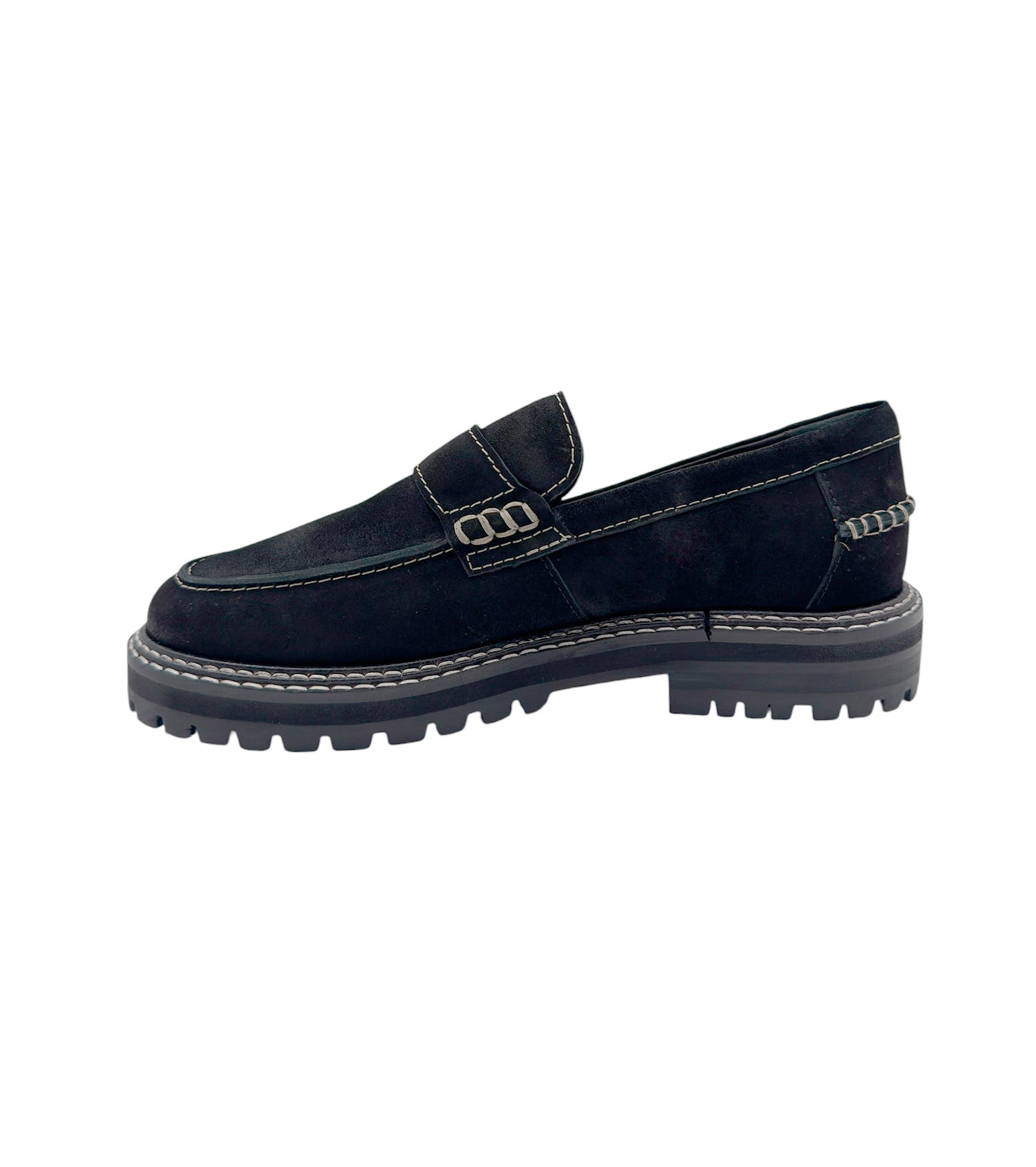 Angulus 1715 - 101 sort penny loafer med kontraststikninger