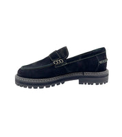 Angulus 1715 - 101 sort penny loafer med kontraststikninger