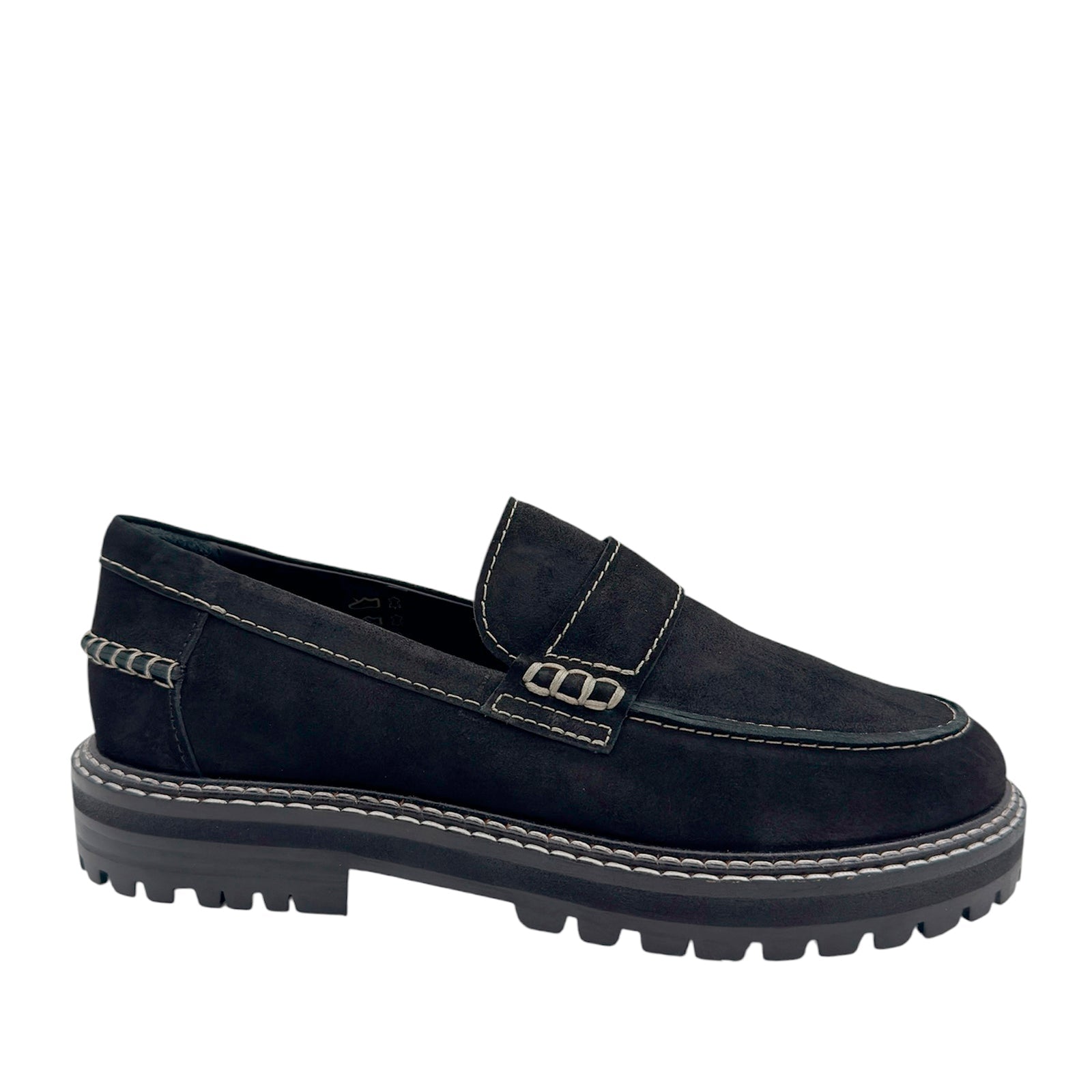 Angulus 1715 - 101 sort penny loafer med kontraststikninger