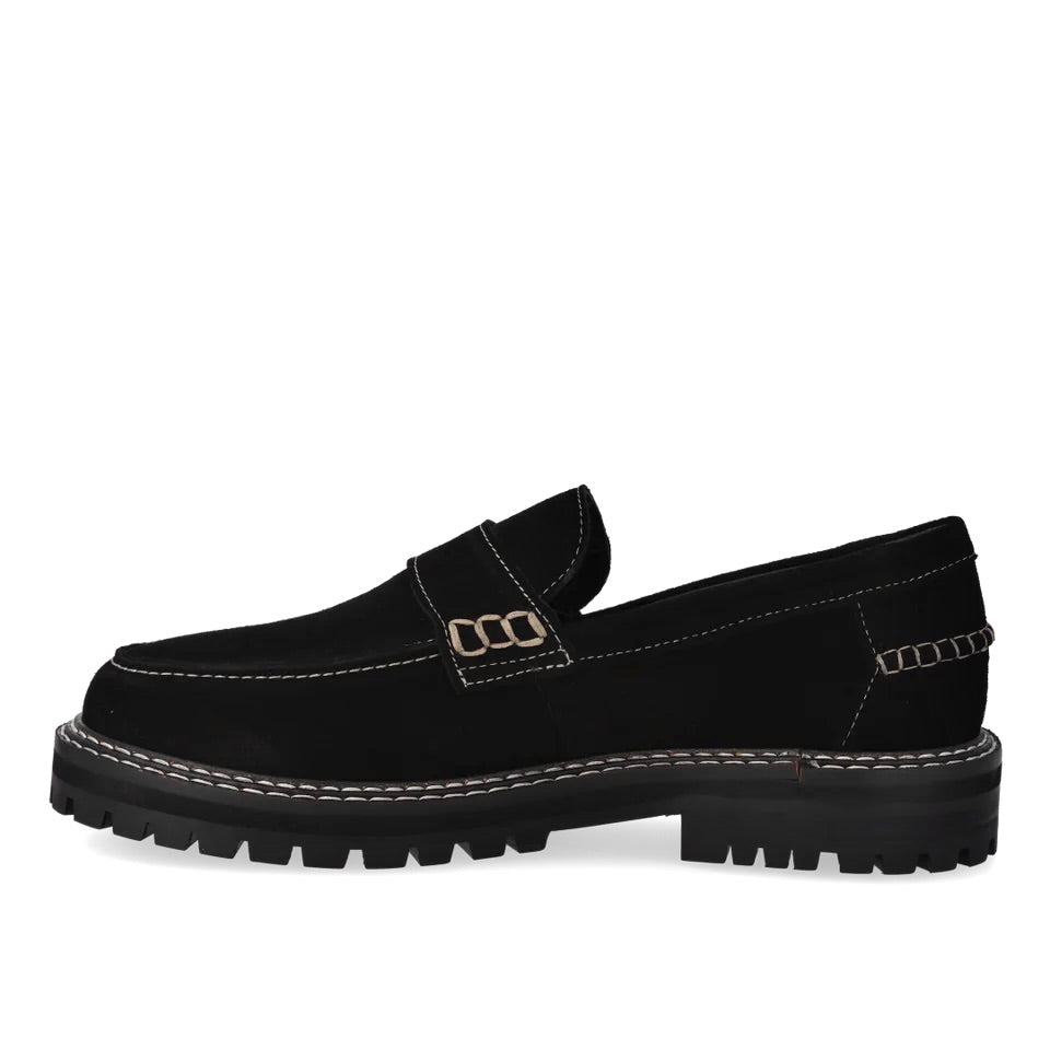 Angulus 1715 - 101 sort penny loafer med kontraststikninger