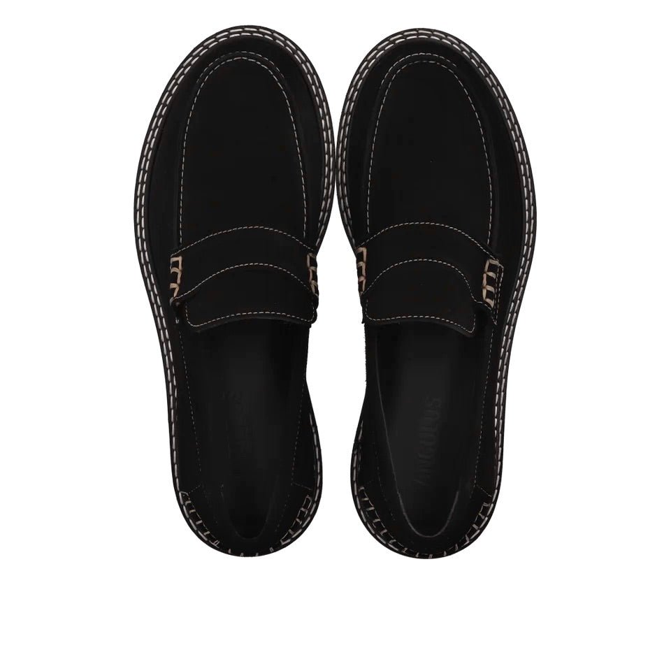 Angulus 1715 - 101 sort penny loafer med kontraststikninger