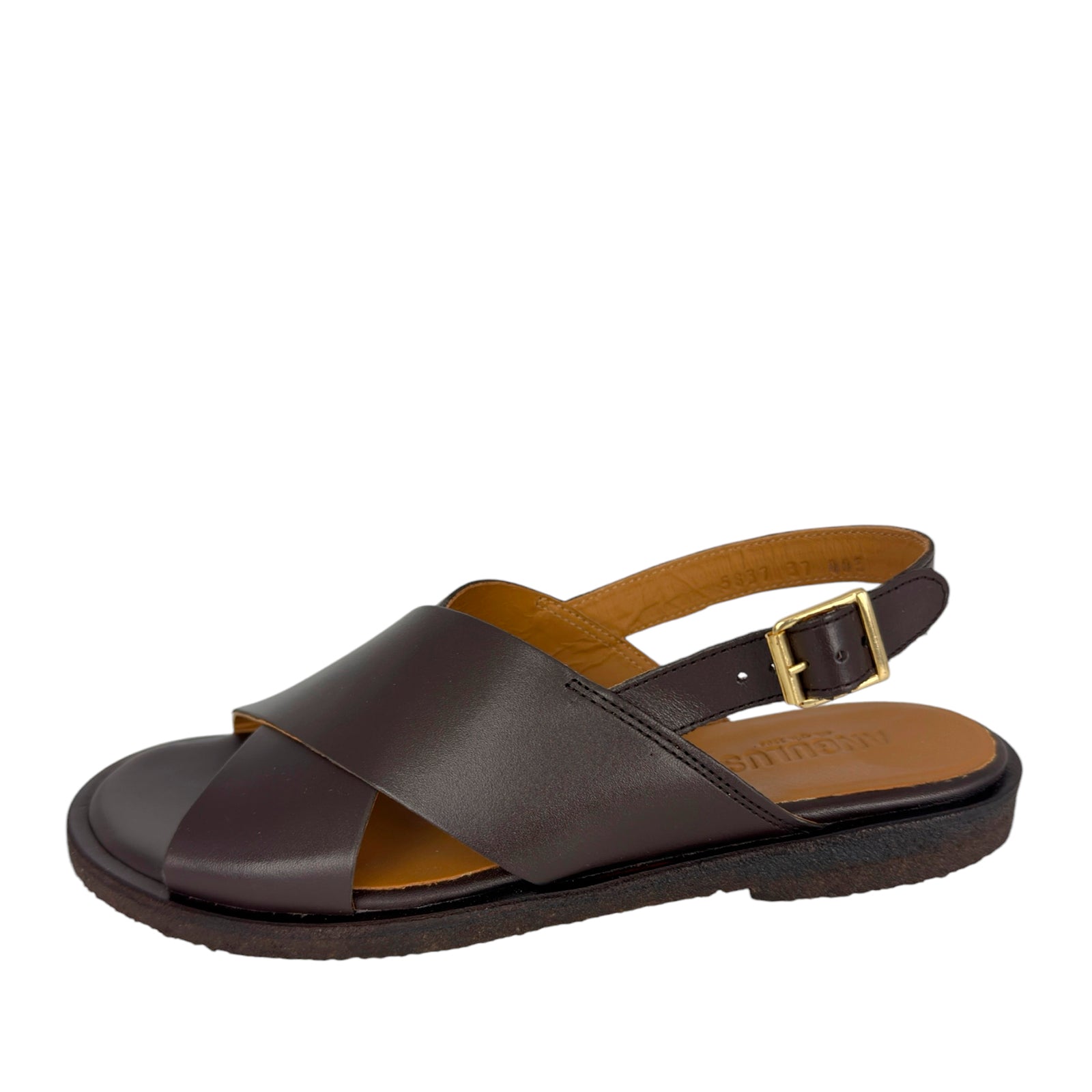 Angulus 5637 - 106 Mørk Brun Klassisk Krydsrem Sandal Med Slingback