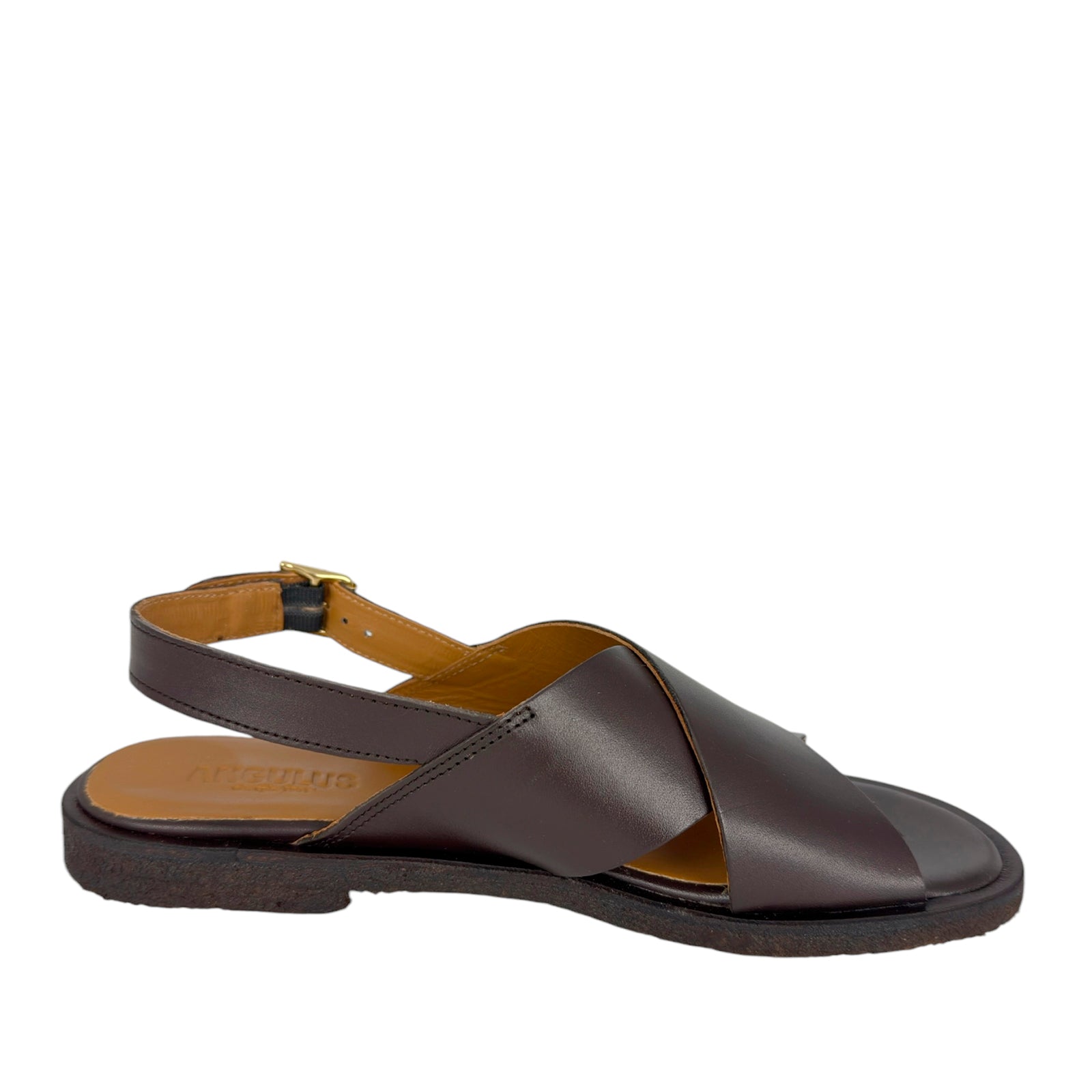 Angulus 5637 - 106 Mørk Brun Klassisk Krydsrem Sandal Med Slingback