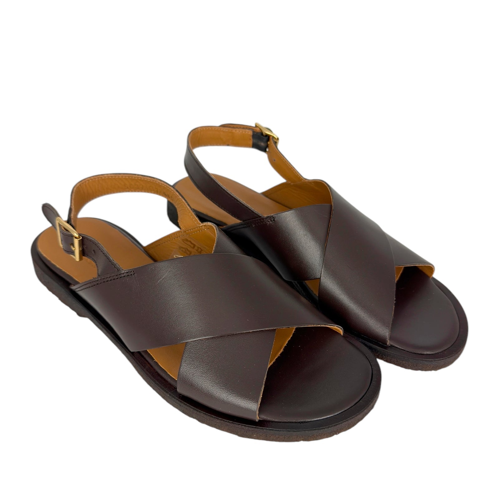Angulus 5637 - 106 Mørk Brun Klassisk Krydsrem Sandal Med Slingback