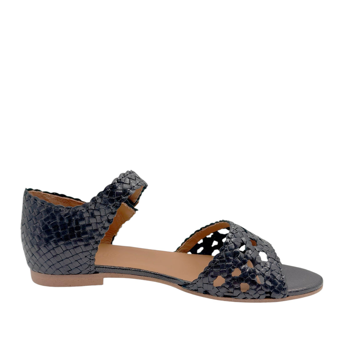 Angulus 5844 - 101 Sort Håndflettet Remsandal