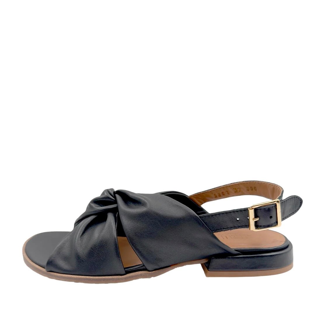 Angulus 5861 - 101 sort slingback sandal med snoet skind over vrist
