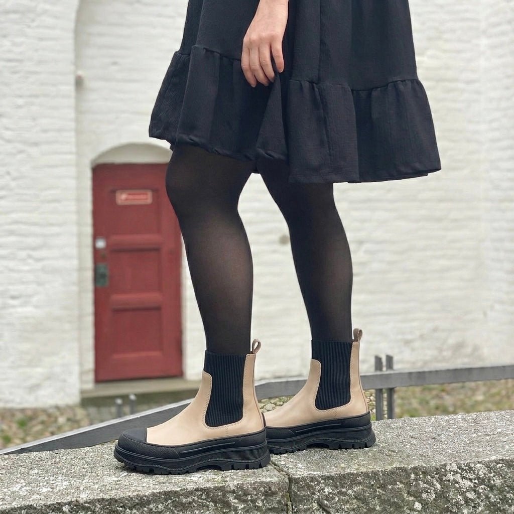 Angulus 7708 Beige Dame Skind Støvle med elastik