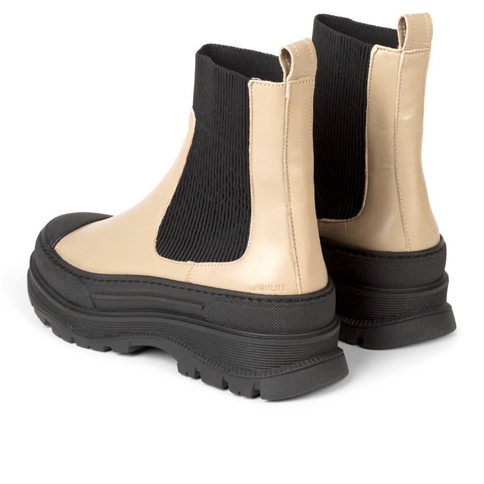 Angulus 7708 Beige Dame Skind Støvle med elastik