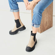 Angulus 7708 Beige Dame Skind Støvle med elastik