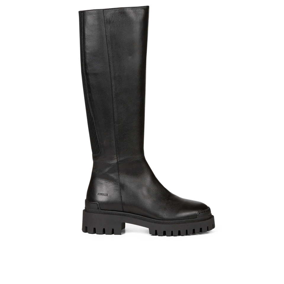 Angulus - 7711 - 101 - lang - sort - støvle - grov - sål