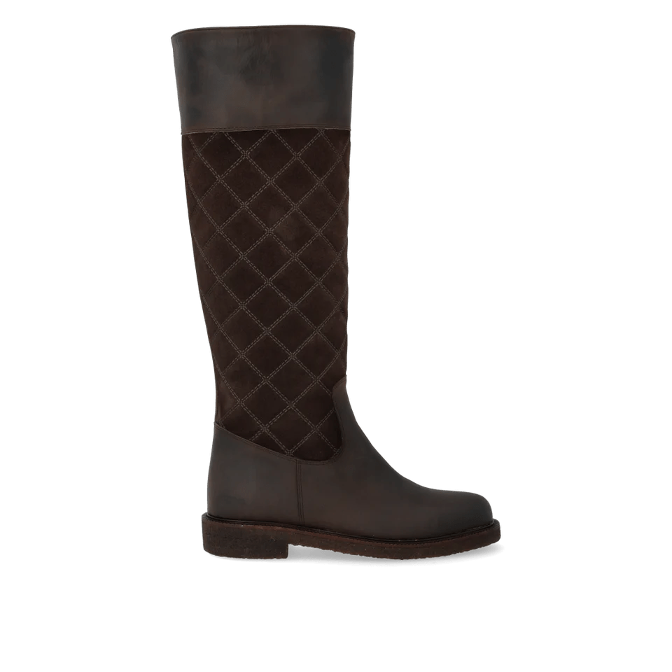 Angulus 7862 - 101 Langskaftet mørk brun støvle med quilt