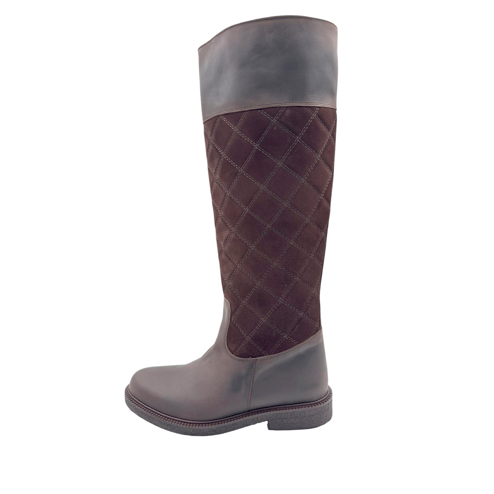 Angulus 7862 - 101 Langskaftet mørk brun støvle med quilt