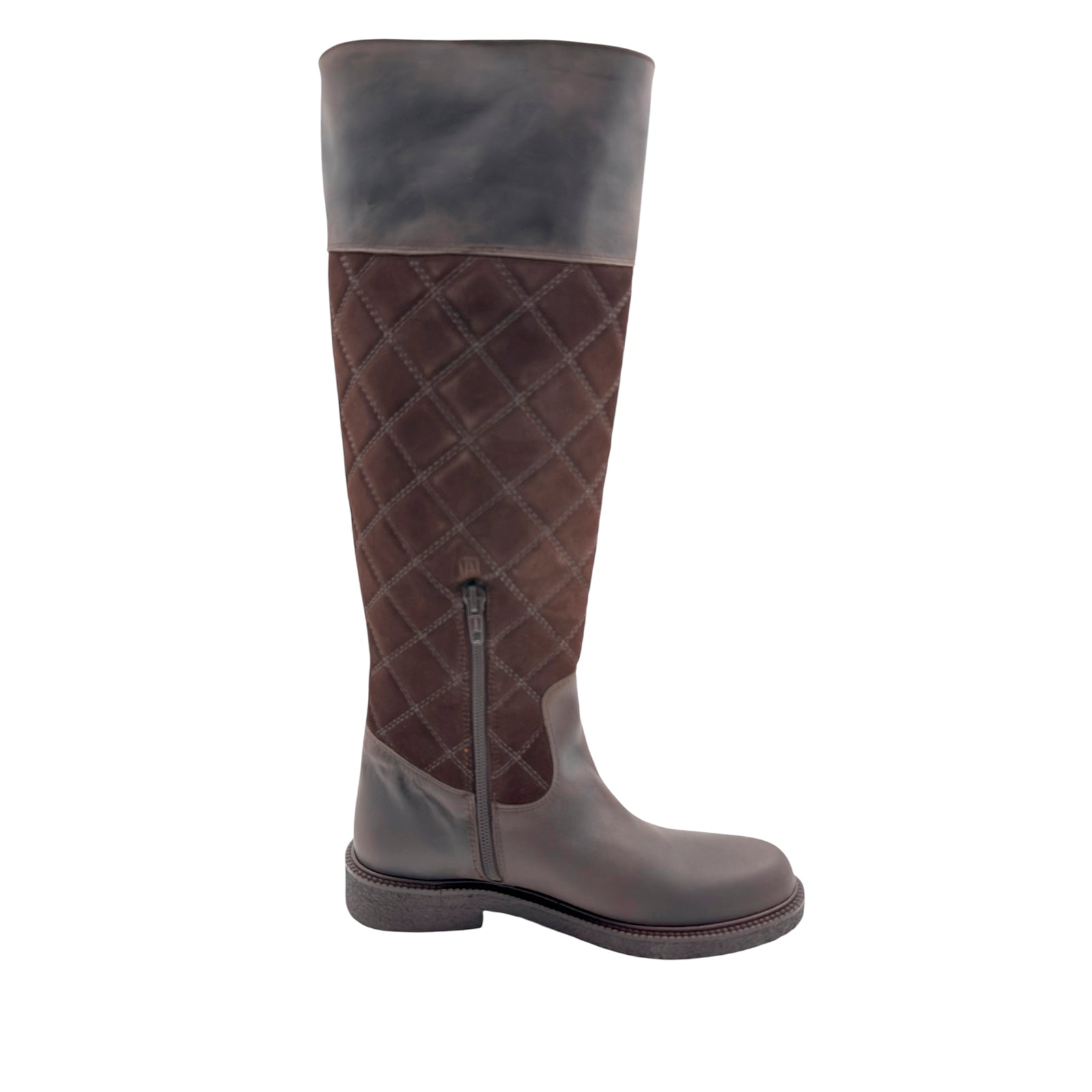 Angulus 7862 - 101 Langskaftet mørk brun støvle med quilt