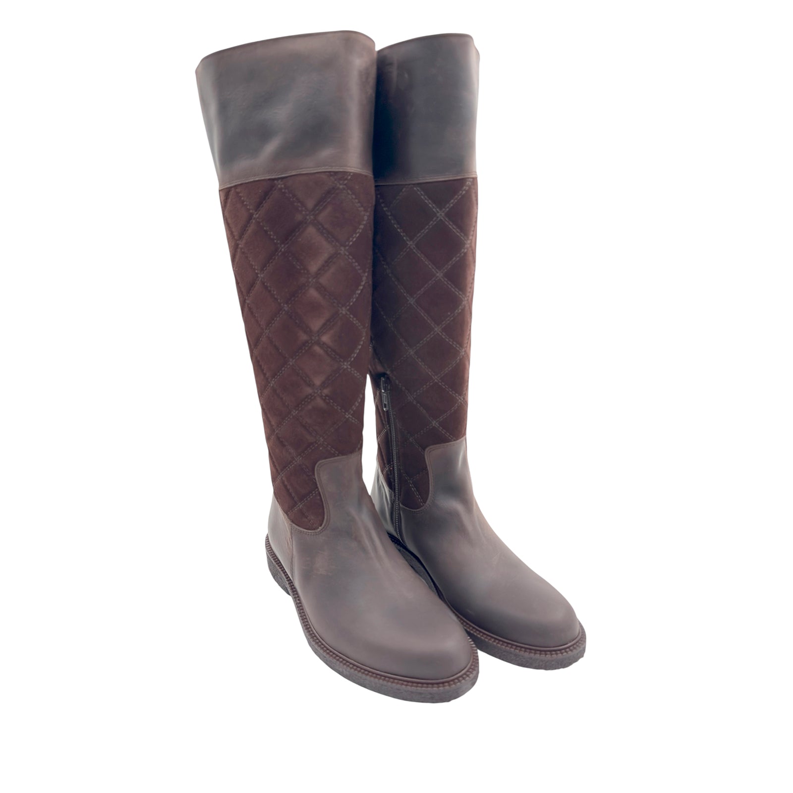 Angulus 7862 - 101 Langskaftet mørk brun støvle med quilt