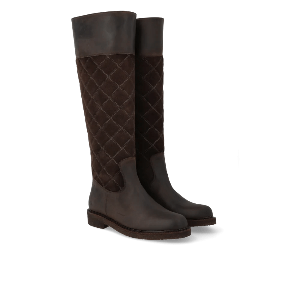 Angulus 7862 - 101 Langskaftet mørk brun støvle med quilt