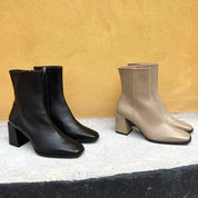 Billi Bi - A3523 - hælstøvle m. kantet snude - beige