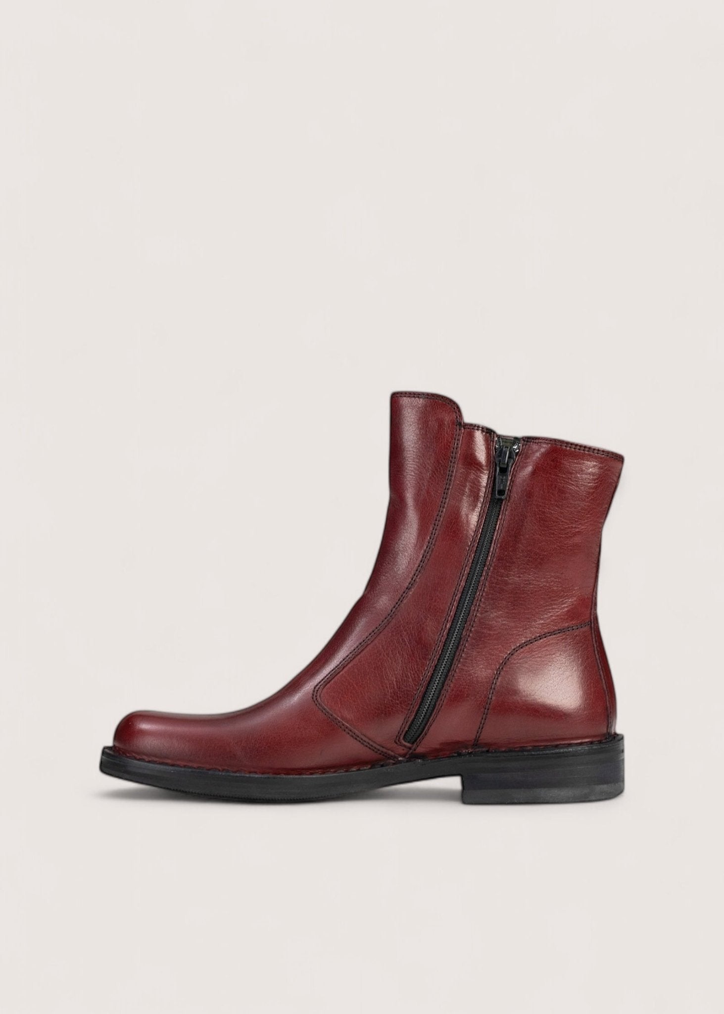 Bubetti 2047 BRED Bordeaux Klassisk Støvle med Spænde og Lynlås