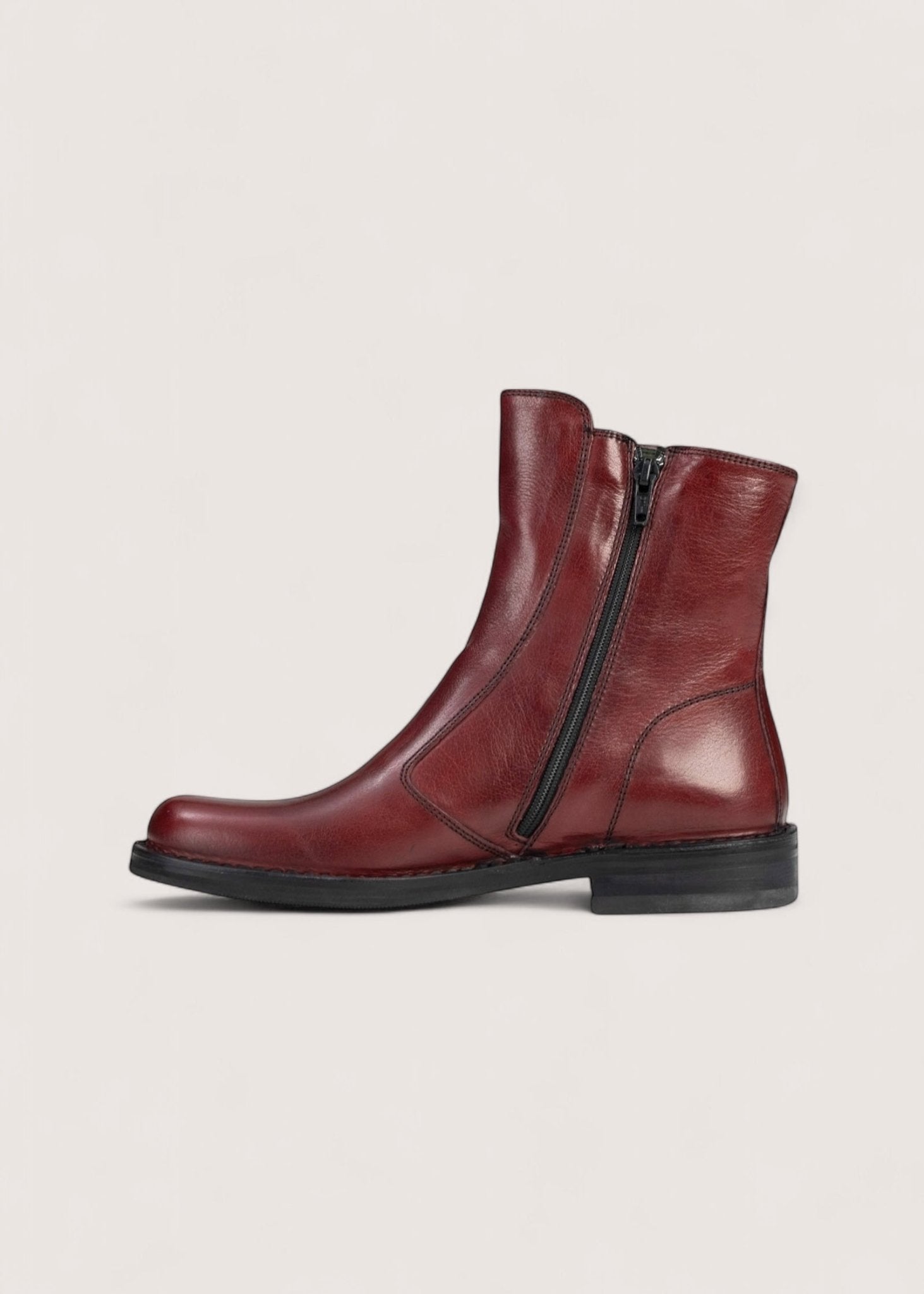 Bubetti 2047 BRED Bordeaux Klassisk Støvle med Spænde og Lynlås