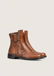 Bubetti 2047 BRED Cognac Klassisk Støvle med Spænde og Lynlås