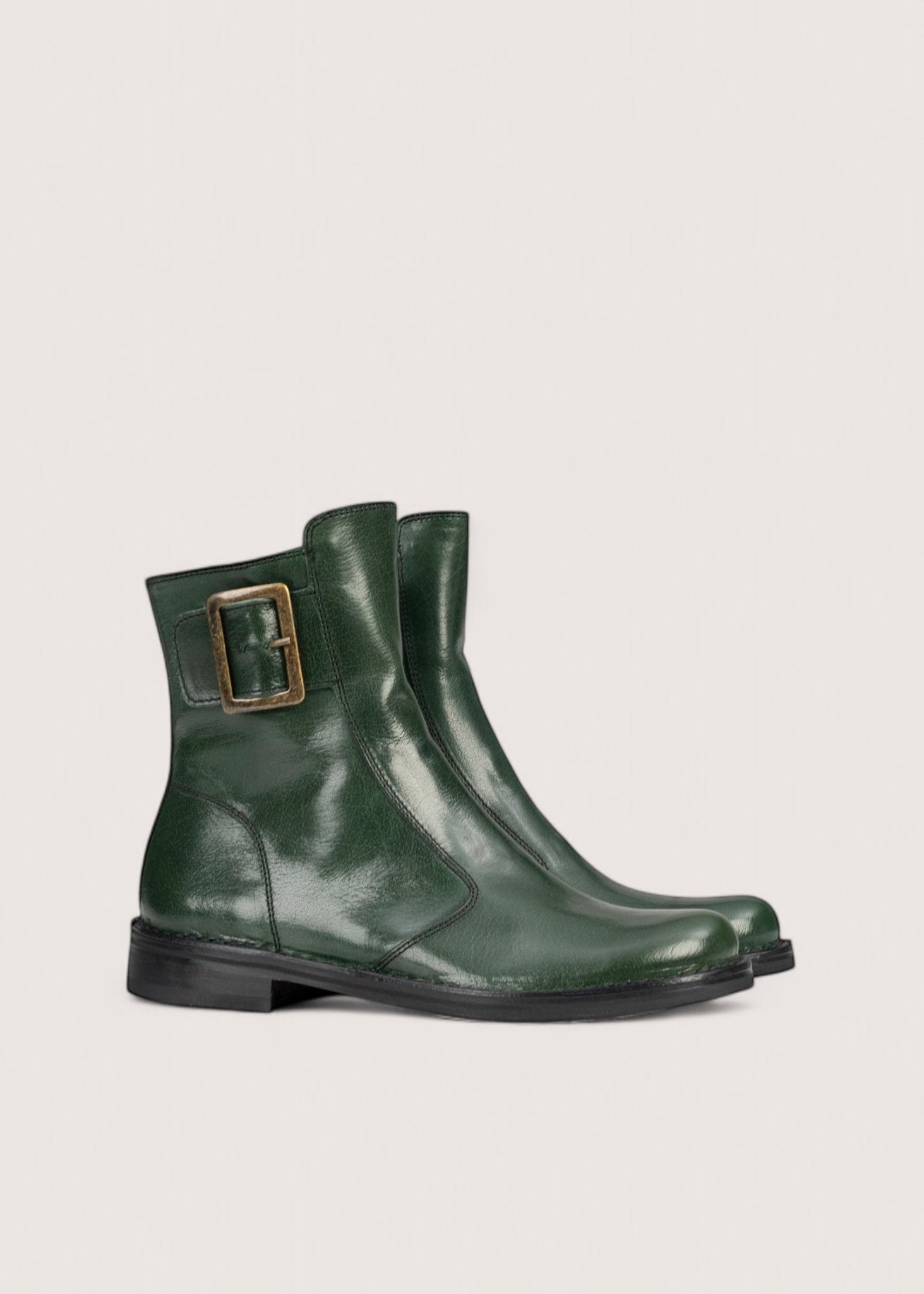 Bubetti 2047 BRED Grøn Klassisk Støvle med Spænde og Lynlås