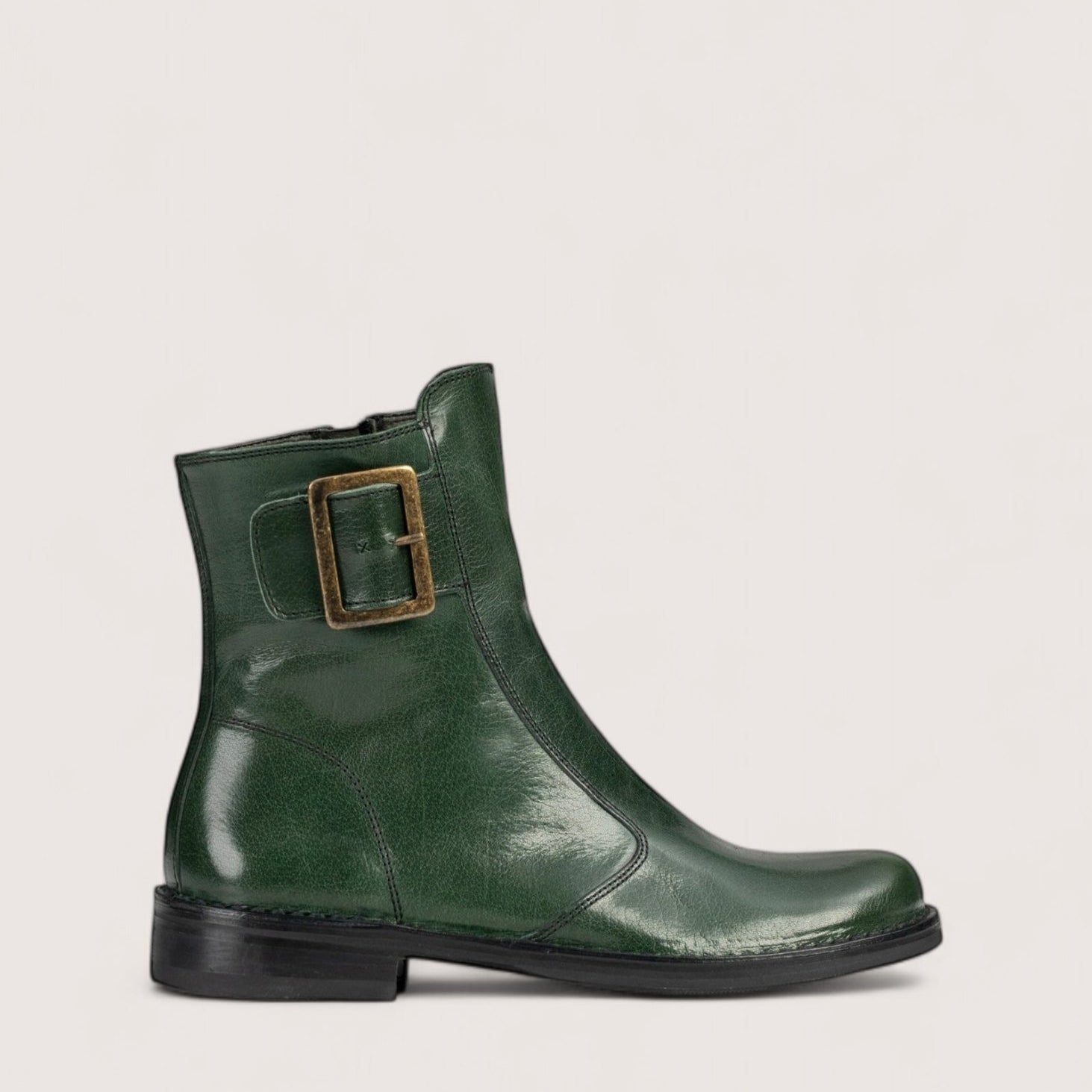 Bubetti 2047 BRED Grøn Klassisk Støvle med Spænde og Lynlås