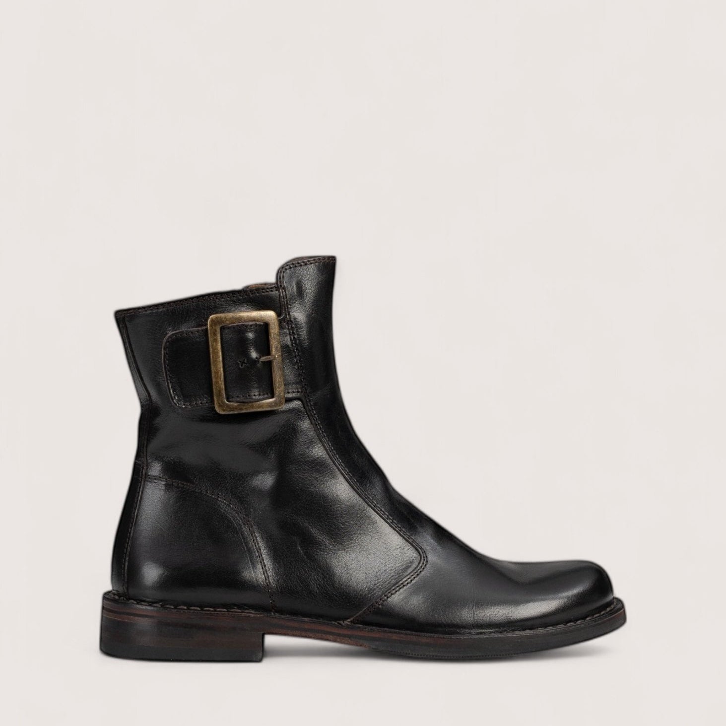 Bubetti 2047 BRED Kaffe Klassisk Støvle med Spænde og Lynlås