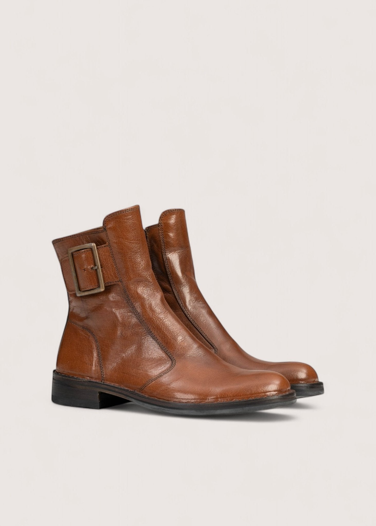 Bubetti 2047 Cognac Klassisk Støvle med Spænde og Lynlås