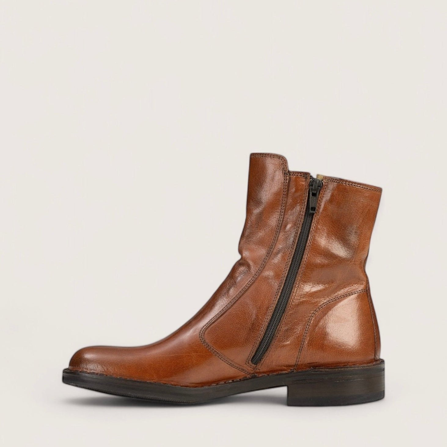 Bubetti 2078 Cognac klassisk støvle med indvendig lynlås