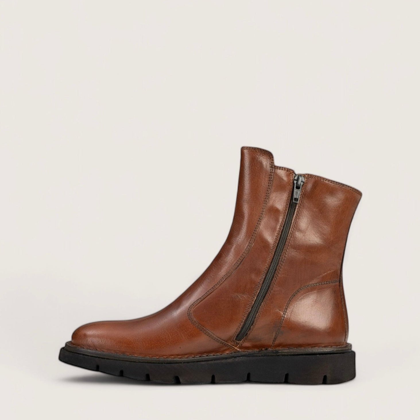 Bubetti 2078 Letvægtssål Cognac klassisk støvle med indvendig lynlås