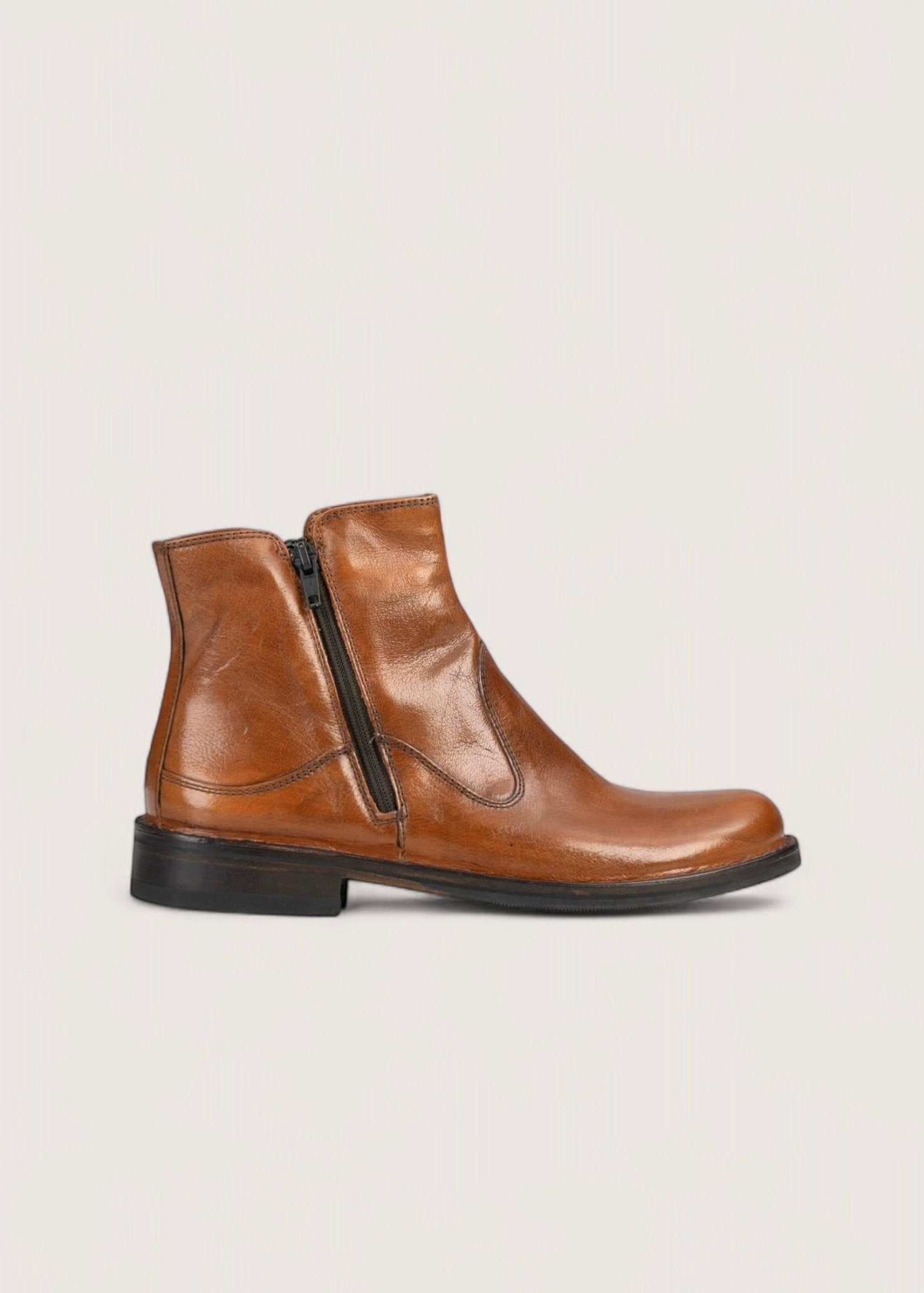Bubetti 2558 Bred cognac støvle med dobbelt lynlås
