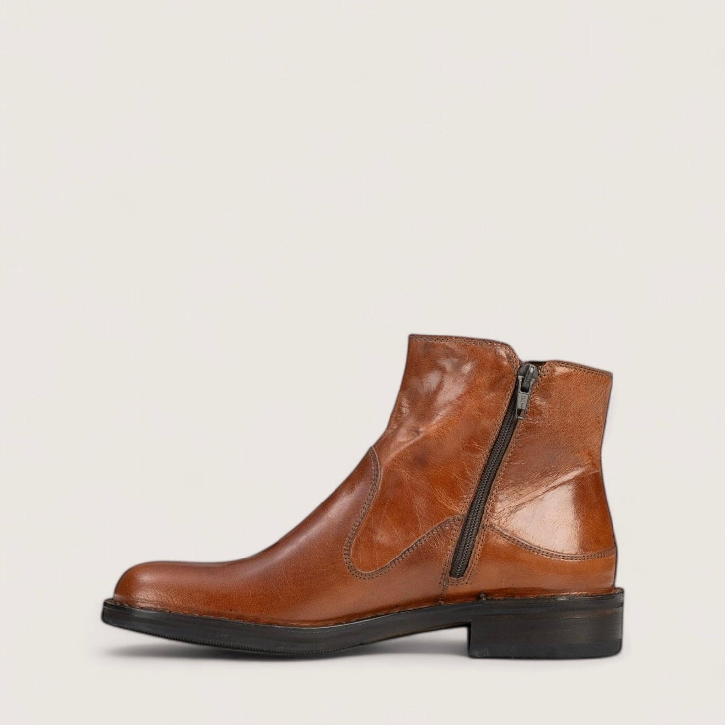 Bubetti 2558 Bred cognac støvle med dobbelt lynlås